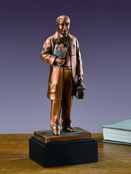 Doctor Sculpture with Medical Bag Full Figurine Artwork Awards View